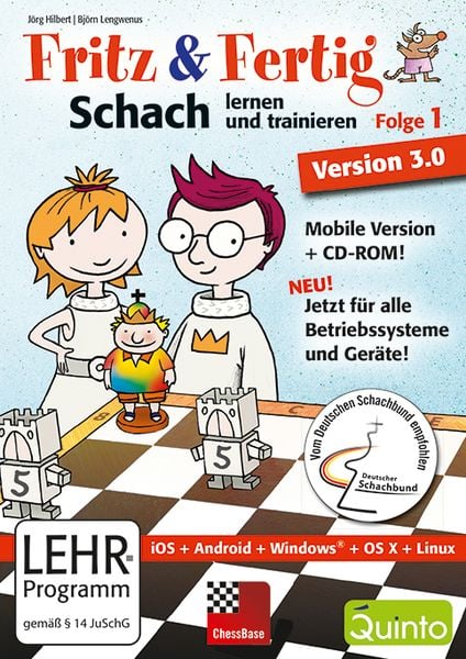 Produktbild: Fritz & Fertig! 1 - Schach lernen und trainieren Version 3.0 (Mobile Version + CD-ROM f&uuml;r iPad, Windows, Android Tablets, Linux, Mac)