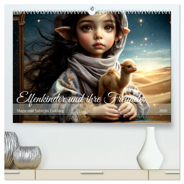 Produktbild: Elfenkinder und ihre Freunde - Magie und Natur im Einklang (hochwertiger Premium Wandkalender 2026 DIN A2 quer), Kunstdruck in Hochglanz