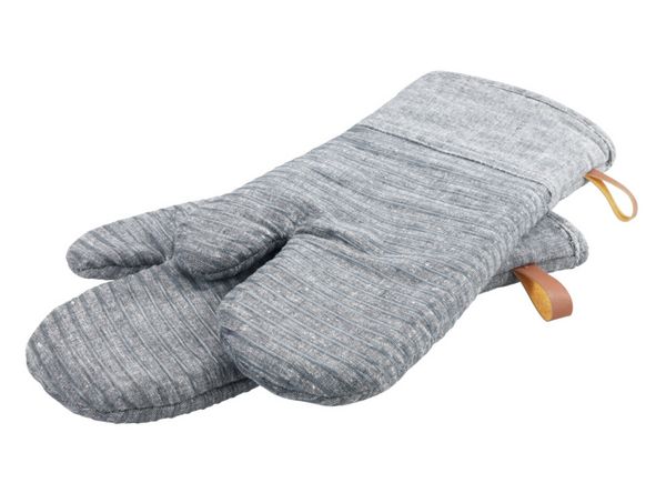 Produktbild: Topfhandschuhe Mod. Ada Stripes Grau, Silikonstreifen f&uuml;r sicheren Griff