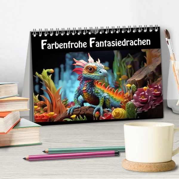 Produktbild: Farbenfrohe Fantasiedrachen (Tischkalender 2026 DIN A5 quer), CALVENDO Monatskalender