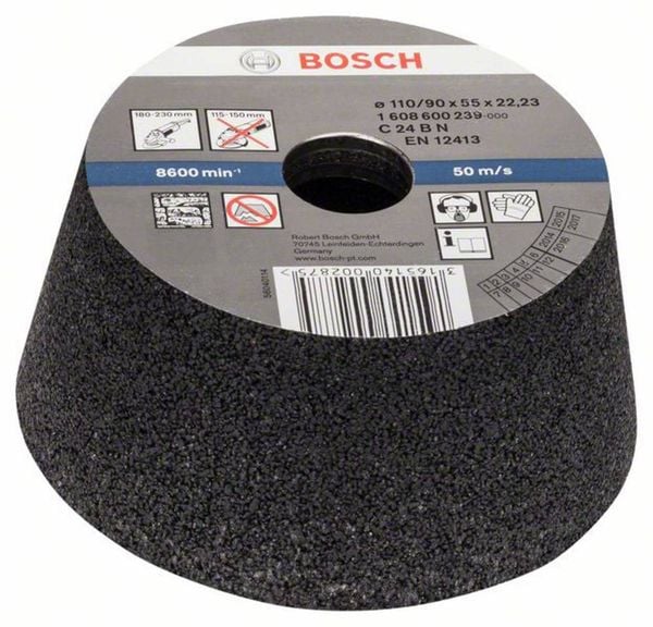 Bosch Accessories 1608600239 Schleiftopf, konisch-Stein/Beton 90 mm, 110 mm, 55 mm, 24 1St.