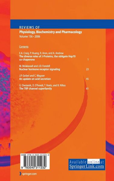 Produktbild: Reviews of Physiology, Biochemistry and Pharmacology 156