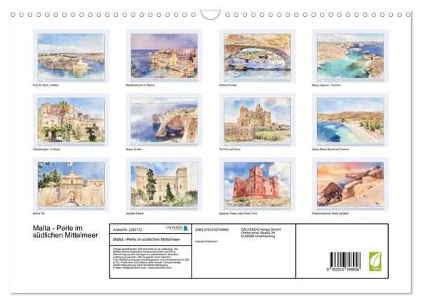 Produktbild: Malta - Perle im s&uuml;dlichen Mittelmeer (Wandkalender 2026 DIN A3 quer), CALVENDO Monatskalender