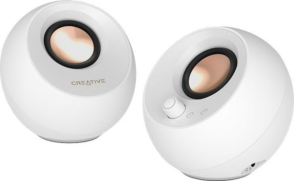 Produktbild: CREATIVE Pebble Pro, 2.0 Lautsprecher, Bluetooth 5.3, USB Audio, RGB, weiss