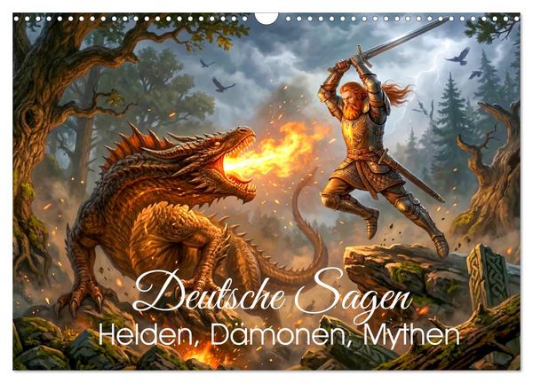 Deutsche Sagen - Helden, Dämonen, Mythen (Wandkalender 2027 DIN A3 quer), CALVENDO Monatskalender