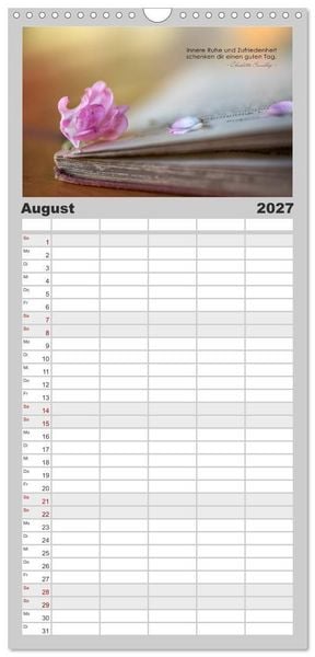 Produktbild: Familienplaner 2027 - Mit guten Gedanken durch das Jahr mit 5 Spalten (Wandkalender, 21 x 45 cm) CALVENDO