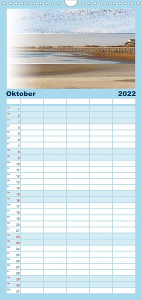 Produktbild: Familienplaner K&uuml;stenstreifen an der Nordsee (Wandkalender 2022 , 21 cm x 45 cm, hoch)