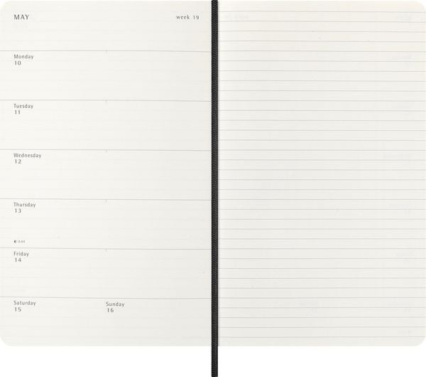 Produktbild: Moleskine 12 Monate Wochen Notizkalender 2027, Large/A5, 1 Wo = 1 Seite, rechts linierte Seite, Weicher Einband, Schwarz