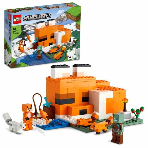 LEGO Minecraft 21178 Die Fuchs-Lodge, Spielzeug ab 8 Jahren mit Figuren