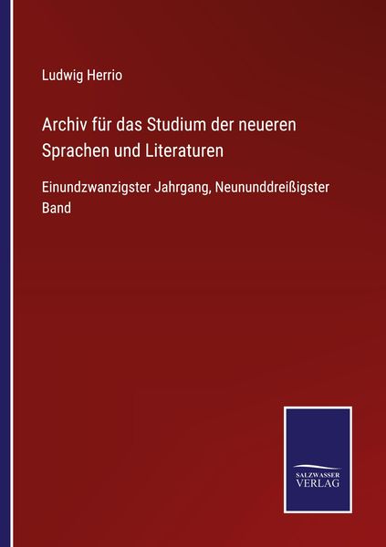 Produktbild: Archiv f&uuml;r das Studium der neueren Sprachen und Literaturen