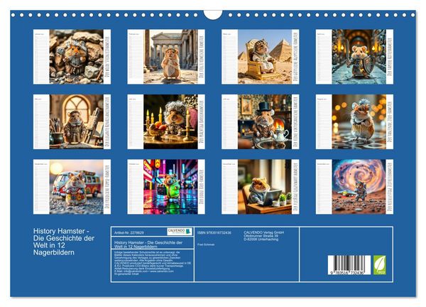 Produktbild: History Hamster - Die Geschichte der Welt in 12 Nagerbildern (Wandkalender 2026 DIN A3 quer), CALVENDO Monatskalender