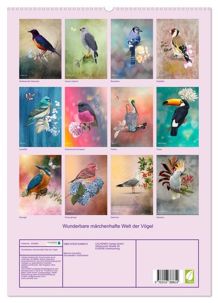 Produktbild: Wunderbare m&auml;rchenhafte Welt der V&ouml;gel (hochwertiger Premium Wandkalender 2026 DIN A2 hoch), Kunstdruck in Hochglanz