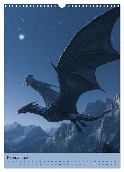 Produktbild: Drachen Kalender - ein Jahr mit mystischen Fabelwesen (Wandkalender 2026 DIN A3 hoch), CALVENDO Monatskalender
