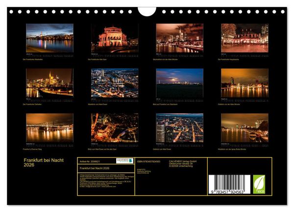 Produktbild: Frankfurt bei Nacht 2026 (Wandkalender 2026 DIN A4 quer), CALVENDO Monatskalender
