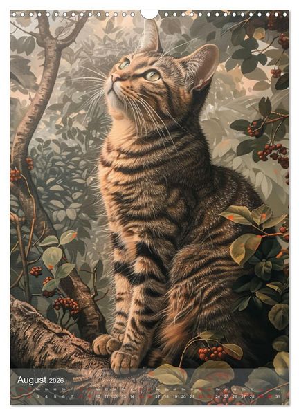 Produktbild: Katzen Kunstillustrationen (Wandkalender 2026 DIN A3 hoch), CALVENDO Monatskalender