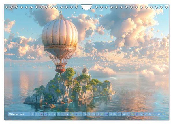 Produktbild: Ballonfahrt - Fantasie Stil (Wandkalender 2026 DIN A4 quer), CALVENDO Monatskalender