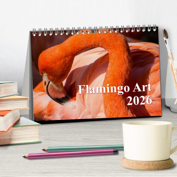 Produktbild: Flamingo Art 2026 (Tischkalender 2026 DIN A5 quer), CALVENDO Monatskalender