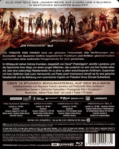 Die Tribute von Panem - Limited Complete Steelbook Edition (4 Disc 4K Ultra-HD) (+ 4 Blu-ray)