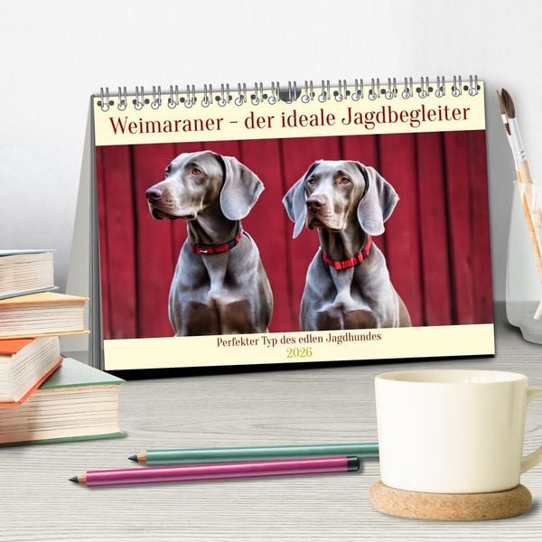 Produktbild: Weimaraner - der ideale Jagdbegleiter (Tischkalender 2026 DIN A5 quer), CALVENDO Monatskalender