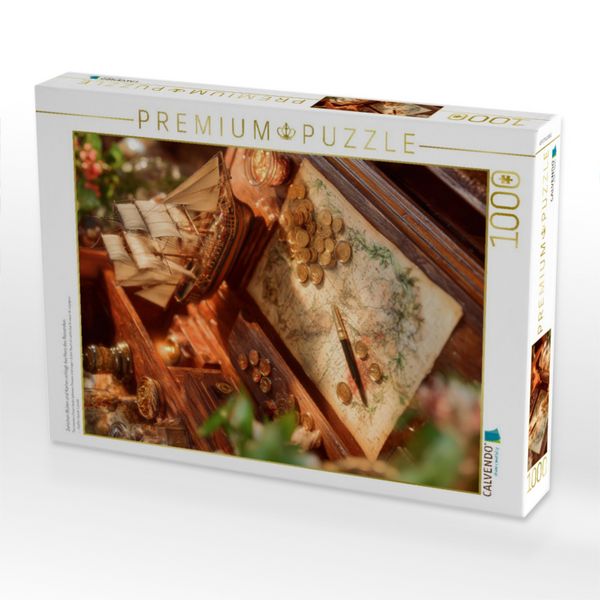 Produktbild: CALVENDO Puzzle Zwischen Bl&uuml;ten und Karten schl&auml;gt das Herz des Reisenden | 1000 Teile Lege-Gr&ouml;&szlig;e 64x48cm Foto-Puzzle f&uuml;r gl&uuml;ckliche Stunden