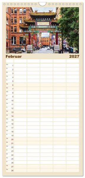 Produktbild: Familienplaner 2027 - Faszination Manchester mit 5 Spalten (Wandkalender, 21 x 45 cm) CALVENDO