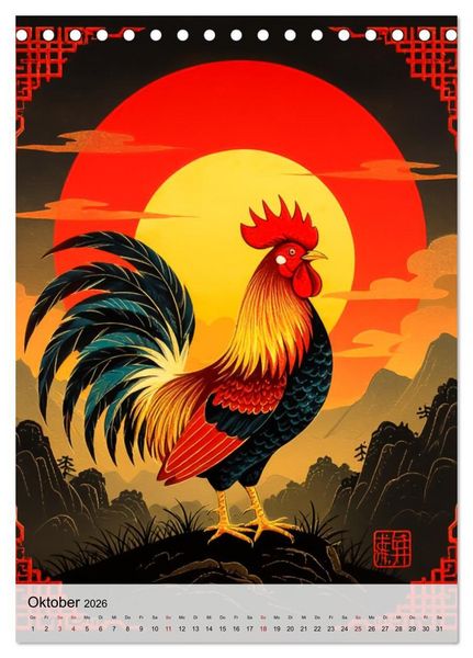 Produktbild: Die 12 chinesischen Tierkreiszeichen (Tischkalender 2026 DIN A5 hoch), CALVENDO Monatskalender