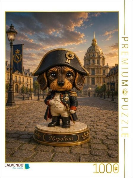 CALVENDO Puzzle Dackel als Napoleon Bonaparte | 1000 Teile Lege-Größe 64 × 48 cm Foto-Puzzle für glückliche Stunden