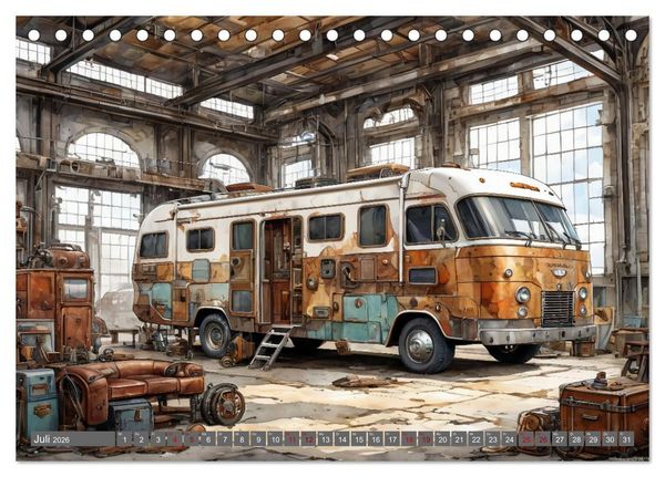 Produktbild: Steampunk Wohnmobile (Tischkalender 2026 DIN A5 quer), CALVENDO Monatskalender