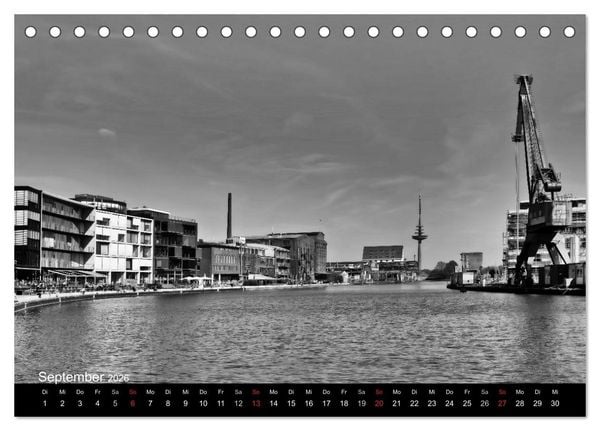 Produktbild: M&uuml;nster in schwarz-wei&szlig; gesehen (Tischkalender 2026 DIN A5 quer), CALVENDO Monatskalender