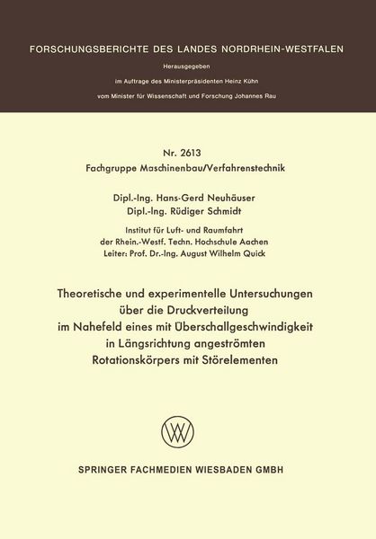 Produktbild: Theoretische und experimentelle Untersuchungen &uuml;ber die Druckverteilung im Nahefeld eines mit &Uuml;berschallgeschwindigkeit in L&auml;ngsrichtung angestr&ouml;mten