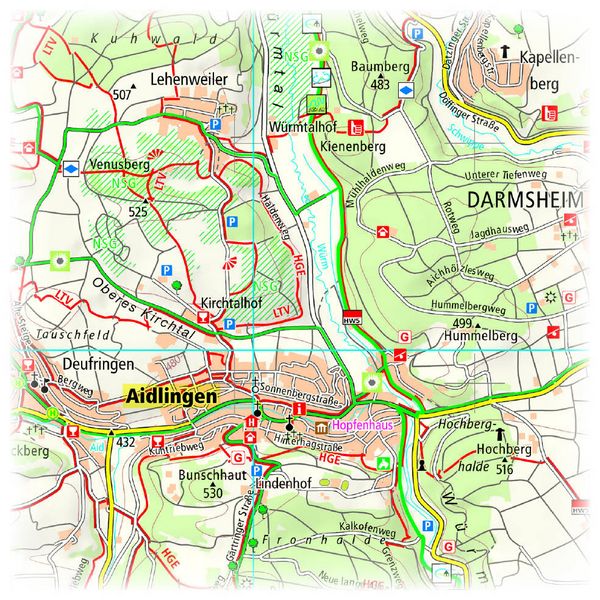Produktbild: Publicpress Rad- und Wanderkarte Landkreis B&ouml;blingen, Naturpark Sch&ouml;nbuch, Herrenberg, Sindelfingen, T&uuml;bingen 1:50.000