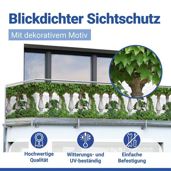Produktbild: Balkon-Sichtschutz Mod. Efeu-Zaun, 5 m, UV- und witterungsbest&auml;ndig