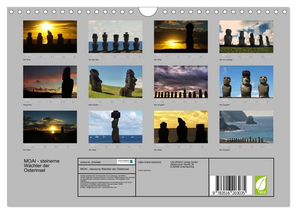 Produktbild: MOAI - steinerne W&auml;chter der Osterinsel (Wandkalender 2026 DIN A4 quer), CALVENDO Monatskalender