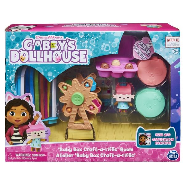 Gabby's Dollhouse Deluxe Raum, Craft-a-riffic-Room, Bastelzimmer mit Baby Box, Möbelstücken und thematischem Zubehör