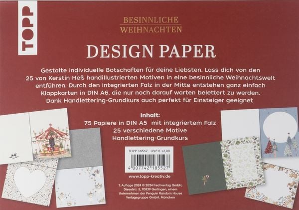 Produktbild: Design Paper Besinnliche Weihnachten DIN A5. Mit Falz f&uuml;r Klappkarten