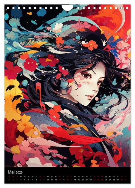Produktbild: Manga Flower Girls (Wandkalender 2026 DIN A4 hoch), CALVENDO Monatskalender