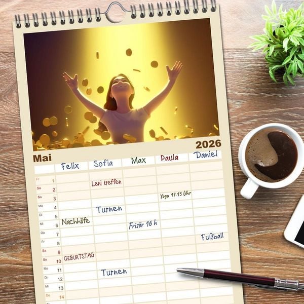 Produktbild: Familienplaner 2026 - Gl&uuml;cklich wie im M&auml;rchen mit 5 Spalten (Wandkalender, 21 x 45 cm) CALVENDO
