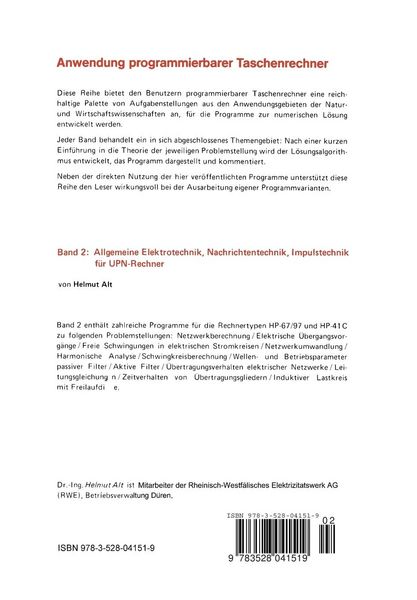 Produktbild: Allgemeine Elektrotechnik, Nachrichtentechnik, Impulstechnik f&uuml;r UPN-Rechner