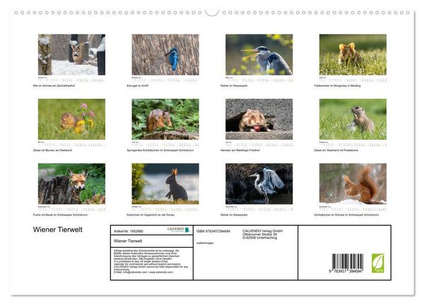 Produktbild: Wiener Tierwelt (hochwertiger Premium Wandkalender 2026 DIN A2 quer), Kunstdruck in Hochglanz