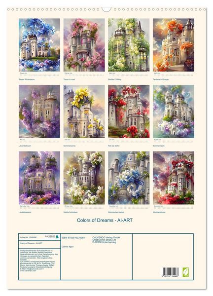 Produktbild: Colors of Dreams - AI-ART (Wandkalender 2026 DIN A2 hoch), CALVENDO Monatskalender