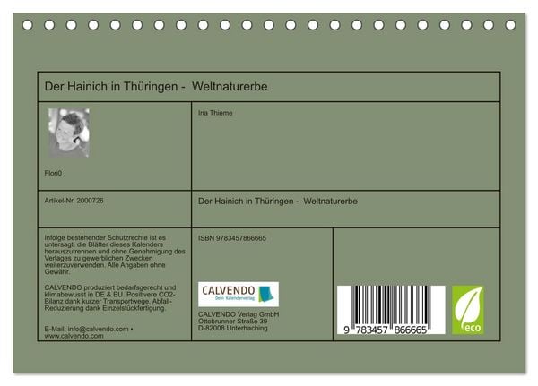 Produktbild: Der Hainich in Th&uuml;ringen - Weltnaturerbe (Tischkalender 2026 DIN A5 quer), CALVENDO Monatskalender