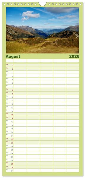 Produktbild: Familienplaner 2026 - Bergwelt in &Ouml;sterreich mit 5 Spalten (Wandkalender, 21 x 45 cm) CALVENDO