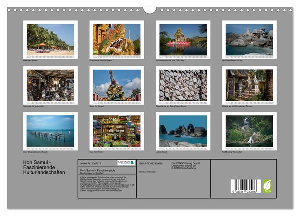 Produktbild: Koh Samui - Faszinierende Kulturlandschaften (Wandkalender 2026 DIN A3 quer), CALVENDO Monatskalender