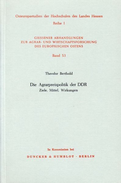 Produktbild: Die Agrarpreispolitik der DDR.