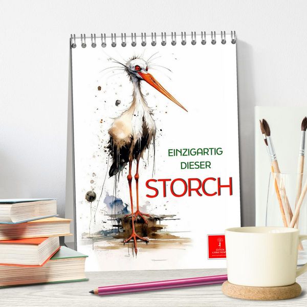 Produktbild: Einzigartig - dieser Storch (Tischkalender 2026 DIN A5 hoch), CALVENDO Monatskalender