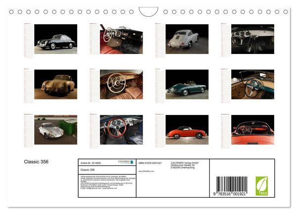 Produktbild: Classic 356 (Wandkalender 2026 DIN A4 quer), CALVENDO Monatskalender