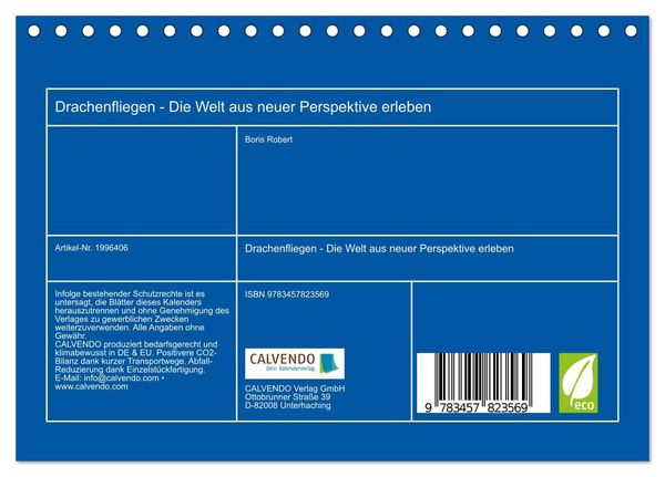 Produktbild: Drachenfliegen - Die Welt aus neuer Perspektive erleben (Tischkalender 2026 DIN A5 quer), CALVENDO Monatskalender