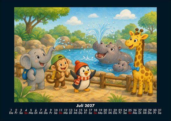 Produktbild: Ein Jahr im Zoo mit Raffi und Freunden 2027 Fotokalender DIN A4