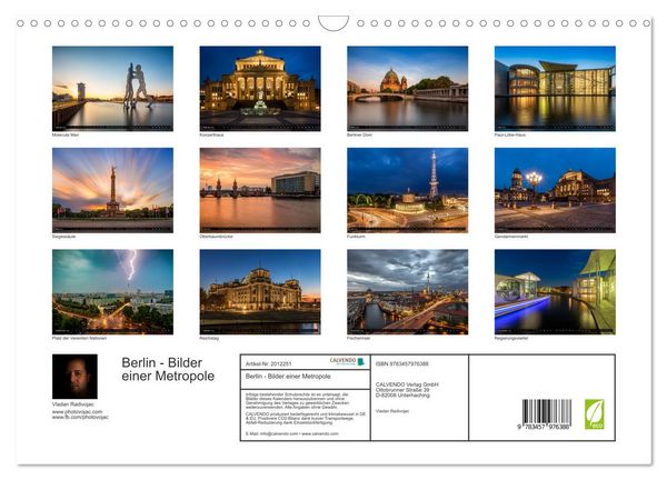 Produktbild: Berlin - Bilder einer Metropole (Wandkalender 2026 DIN A3 quer), CALVENDO Monatskalender