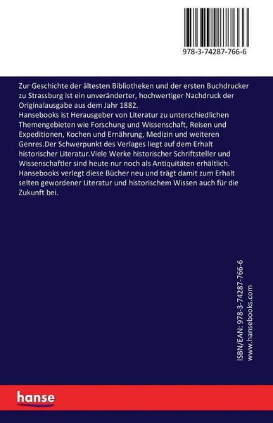 Produktbild: Zur Geschichte der &auml;ltesten Bibliotheken und der ersten Buchdrucker zu Strassburg